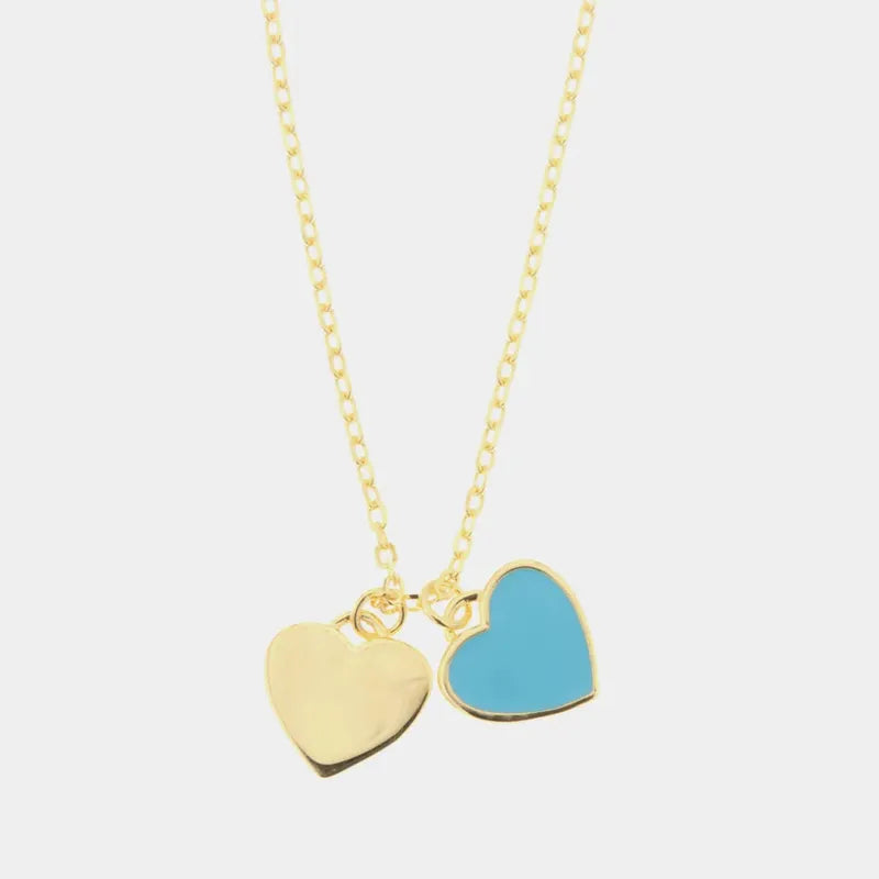 Collana in Argento 925 con pendente a forma di cuore smaltato azzurro