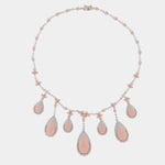 Collana in Argento 925 floreale con pendenti effetto corallo rosa impreziosita da zirconi bianchi e rosa
