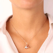 Collana in Argento 925 con pendente a forma di corona impreziosito da zirconi multicolor