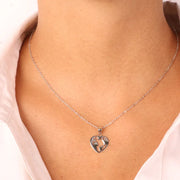 Collana in Argento 925 con pendente mondo a forma di cuore