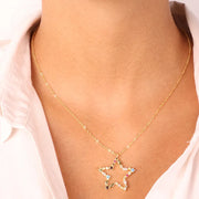 Collana in Argento 925 con pendente a forma di stella con zirconi colorati