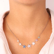 Collana in Argento 925 a forma di stelle con zirconi colori