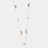 Collana in Argento 925 con dettagli a forma di luna e stelle con zirconi colorati e bianchi