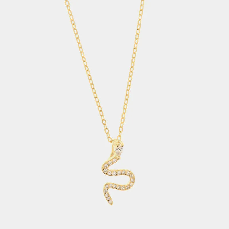 Collana in Argento 925 con pendente a forma di serpente impreziosito da zirconi bianchi - BYSIMON gioielli