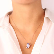 Collana in Argento 925 con pendente impreziosito da pietra effetto occhio di gatto