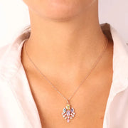 Collana in Argento 925 con pendente a cascata impreziosito da zirconi multicolore