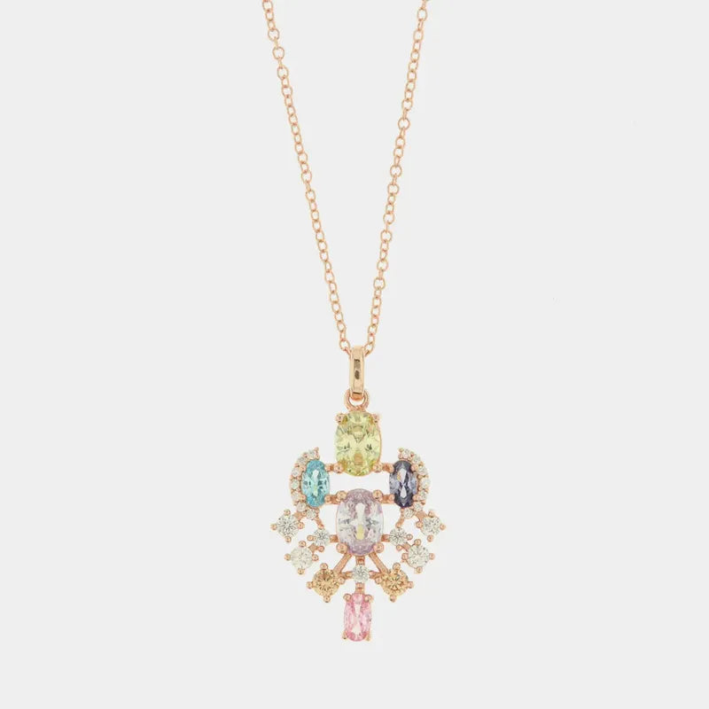 Collana in Argento 925 con pendente a cascata impreziosito da zirconi multicolore