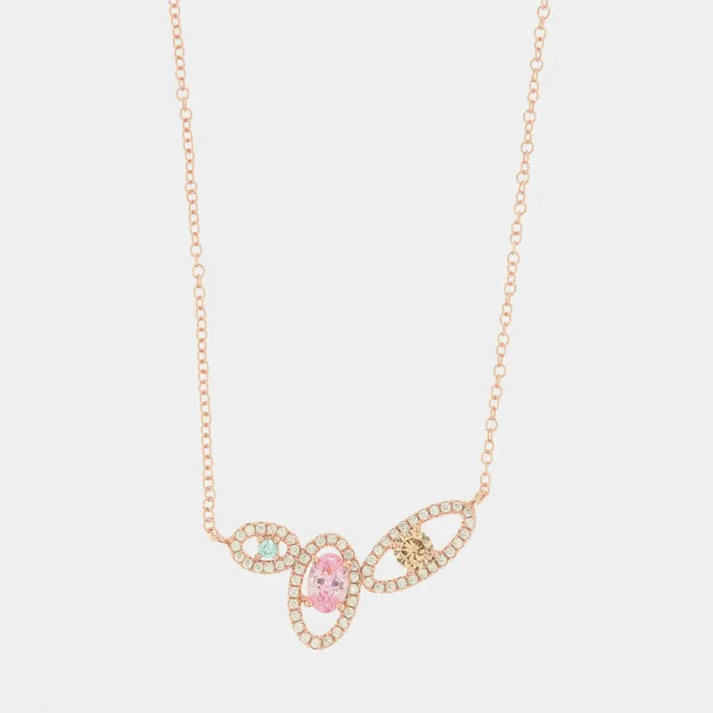 Collana in Argento 925 intrecci multicolor impreziositi da zirconi bianchi e colorati