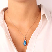 Collana in Argento 925 con pendente a goccia e zirconi blu