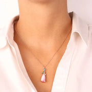 Collana in Argento 925 con pendente a goccia e zirconi rosa
