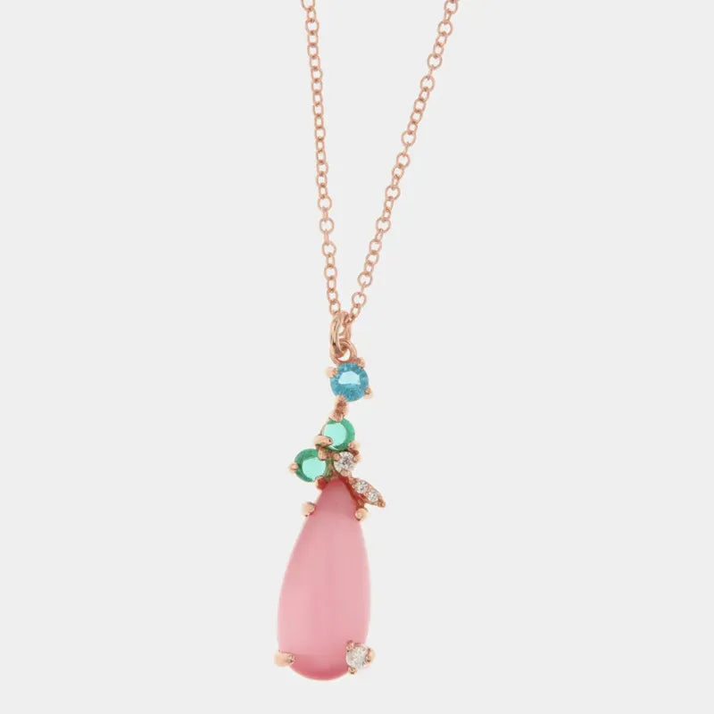 Collana in Argento 925 con pendente a goccia e zirconi rosa