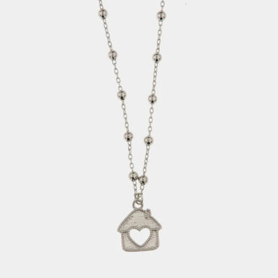 Collana in Argento 925 con ciondolo a forma di casa impreziositi da zirconi bianchi BYS - gioiello BySimon