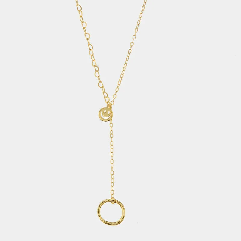Collana in Argento 925 con pendenti a forma di smile e cerchio