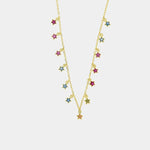 Collana in Argento 925 con stelle pendenti in zirconi multicolor - BYSIMON gioielli