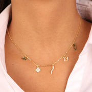 Collana in Argento 925 con amuleti pendenti e zirconi bianchi