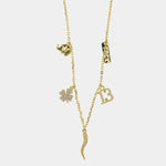 Collana in Argento 925 con amuleti pendenti e zirconi bianchi BYSIMON - gioiello BySimon