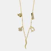 Collana in Argento 925 con amuleti pendenti e zirconi bianchi