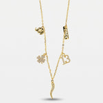 Collana in Argento 925 con amuleti pendenti e zirconi bianchi BYSIMON - gioiello BySimon
