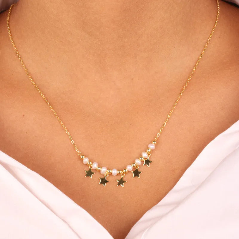 Collana in Argento 925 con perle e stelle pendenti BYSIMON - gioiello BySimon