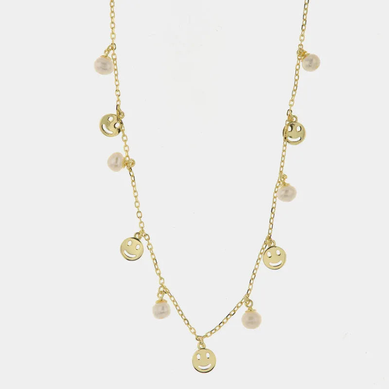 Collana in Argento 925 con perle e smile