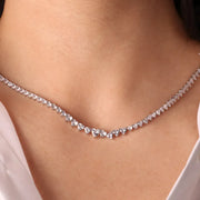 Collana in Argento 925 girocollo tennis con zirconi bianchi a cuore