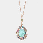 Collana in Argento 925 con pendente impreziosito da zirconi mutlicolor e zircone centrale effetto ghiaccio SIMEONE - gioiello