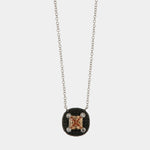 Collana in Argento 925 con ciondolo con cornice di zirconi neri e bianchi e zircone centrale color champagne SIMEONE - gioiel