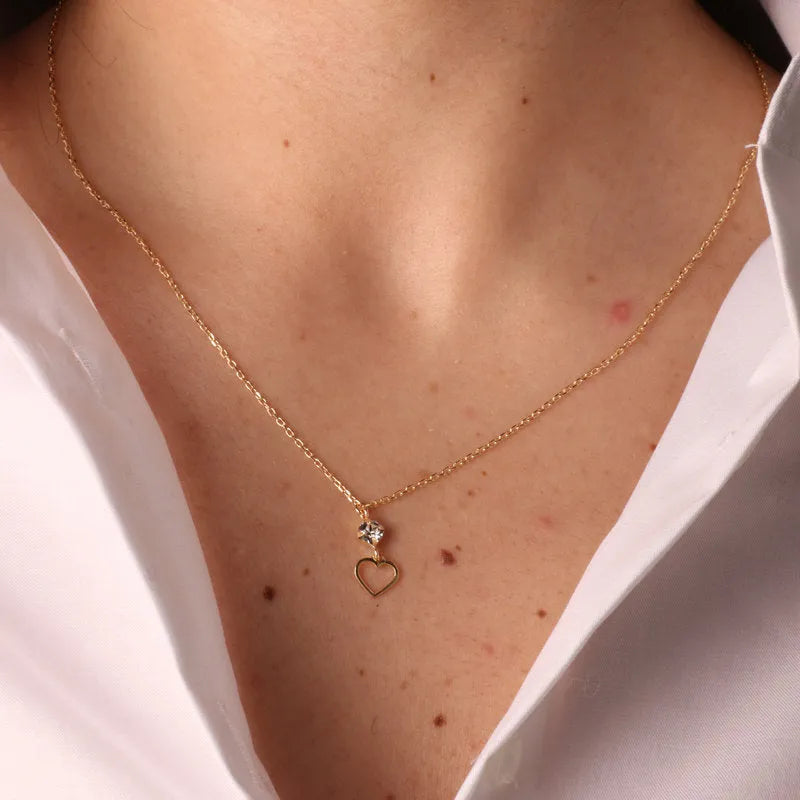 925 Silver necklace with crystal and heart