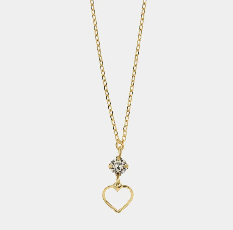 925 Silver necklace with crystal and heart