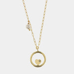 Collana in Argento 925 con dettaglio in perla e pendente a forma di cerchio con cuore - BYSIMON gioielli