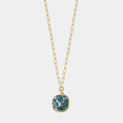 Collana in Argento 925 maglia a catena con quadratino pendente impreziosito da cristallo