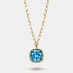 Collana in Argento 925 maglia a catena con quadratino pendente impreziosito da cristallo - BYSIMON gioielli
