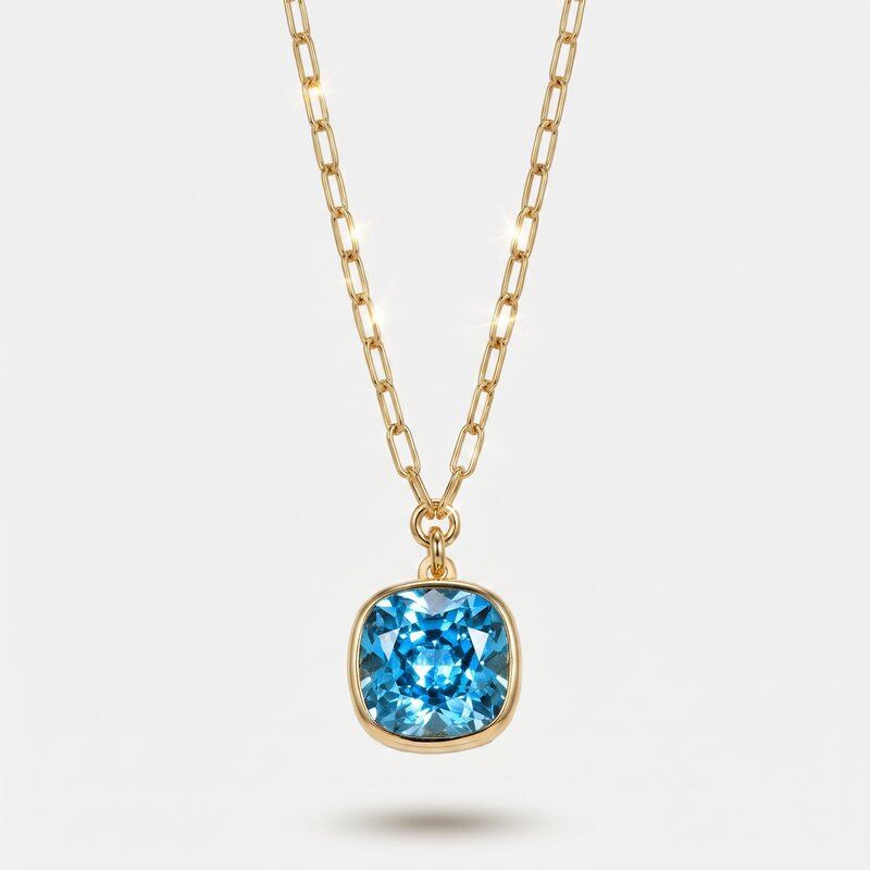Collana in Argento 925 maglia a catena con quadratino pendente impreziosito da cristallo - BYSIMON gioielli