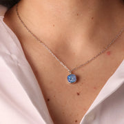 Collana in Argento 925 maglia a catena con quadratino pendente impreziosito da cristallo
