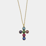 Collana in Argento 925 con croce impreziosita da cristalli colorati