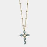 Collana in Argento 925 maglia impreziosita da cristalli e ciondolo a forma di croce con cristalli BYSIMON - gioiello BySimon