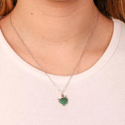 Collana in Argento 925 con pendente a forma di fico d'india con zirconi verde smeraldo