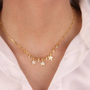Collana in Argento 925 con stelle e punti luce pendenti