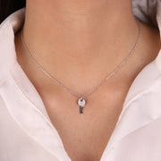 Collana in Argento 925  con chiave impreziosita da zirconi bianchi