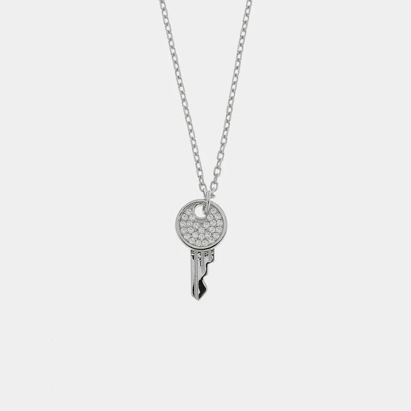 Collana in Argento 925  con chiave impreziosita da zirconi bianchi