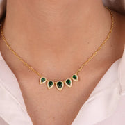 Collana in Argento 925 con zirconi verdi e bianchi a forma di goccia