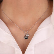 Collana in Argento 925 con pendente a forma di casa e scritta Family
