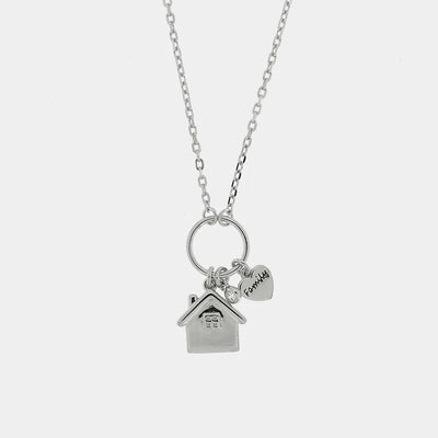 Collana in Argento 925 con pendente a forma di casa e scritta Family BYS - gioiello BySimon