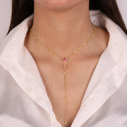 Collana in Argento 925 con punto luce rosso rubino