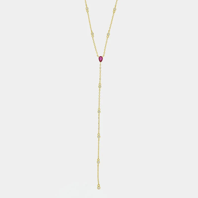 Collana in Argento 925 con punto luce rosso rubino