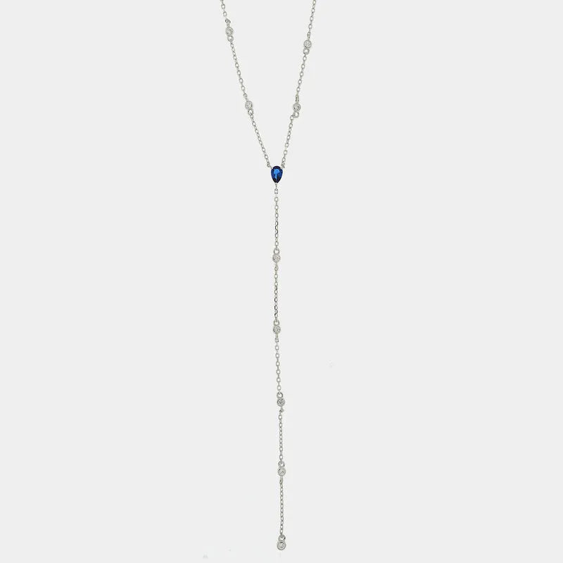 Collana in Argento 925 con punto luce blu