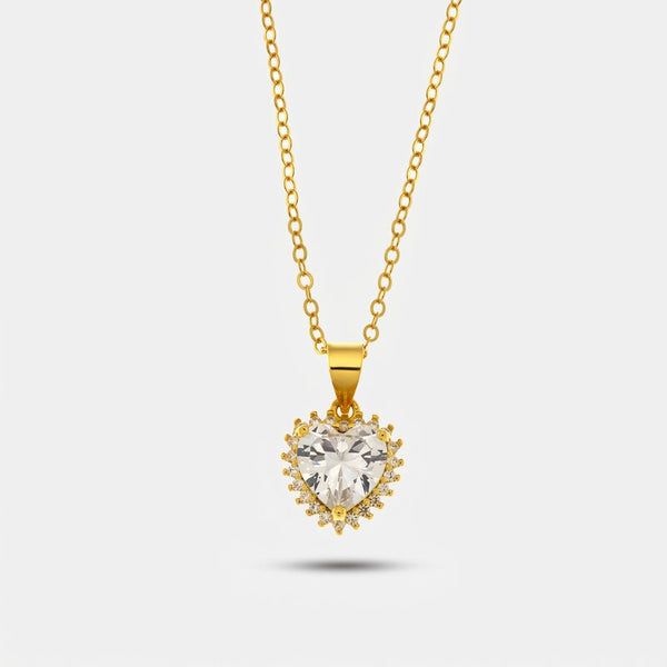Collana in Argento 925 con zircone a forma di cuore bianco - BYSIMON gioielli