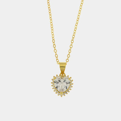 Collana in Argento 925 con zircone a forma di cuore bianco - BYSIMON gioielli