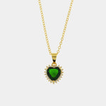 Collana in Argento 925 con zircone a forma di cuore verde - BYSIMON gioielli