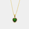 Collana in Argento 925 con zircone a forma di cuore verde